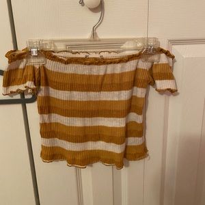 striped off the shoulder crop top
